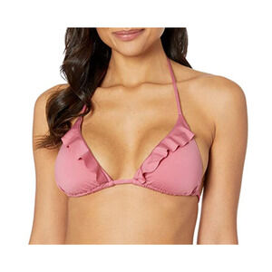 Soluna Under Sun Triangle Ruffle Swim Bikini Top Mulberry Pink D Cup NWT